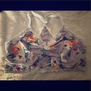 Torrid Gray and Floral Print Racerback Bralette